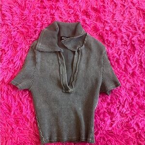 Gray Ribbed Women's Sweater